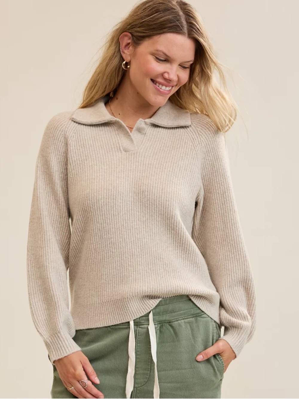 Aerie Heather Fawn Classic Quarter Button Sweater New Size XXS